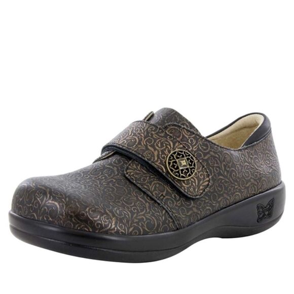 Alegria Joleen Bronze Swirl leather slip on shoe. Belted button forefoot Size 37 - Picture 1 of 8